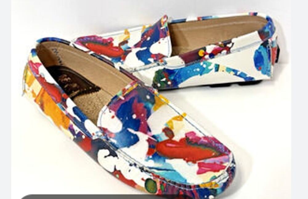 Robert Graham Men’s Size 10 Gerard Multi Paint Splatter Driving Loafers Slip On